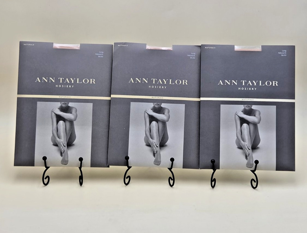 Lot 3 Vtg Ann Taylor Naturals Hosiery Pantyhose Sheer Control Top Size Long NIP